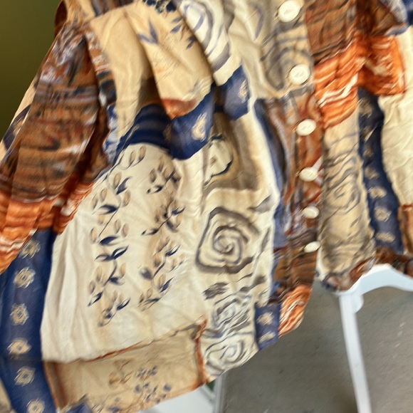 Vintage 90s Blue and Tan Babydoll Dress - Picture 3 of 6